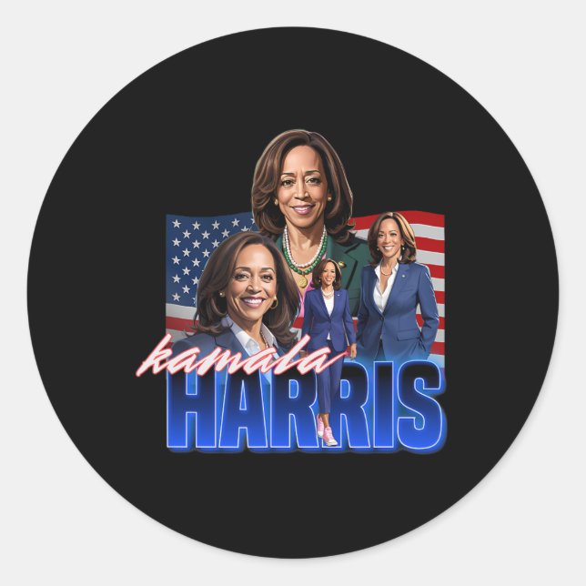 Kamala Harris American Flag Bootleg Reboot  Classic Round Sticker (Front)