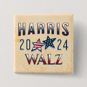Kamala Harris and Tim Walz 2024 15 Cm Square Badge
