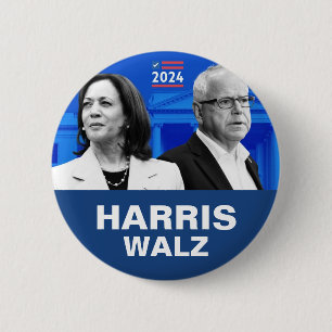 Kamala Harris and Tim Walz 2024 6 Cm Round Badge