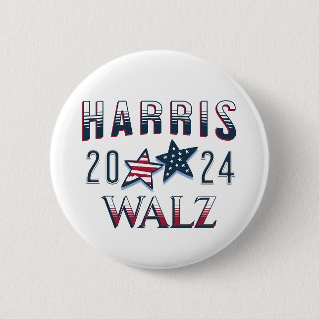 Kamala Harris and Tim Walz 2024 6 Cm Round Badge (Front)