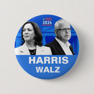 Kamala Harris and Tim Walz 2024 6 Cm Round Badge