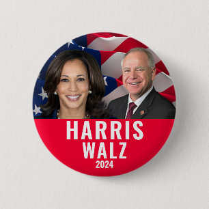Kamala Harris And Tim Walz 2024 6 Cm Round Badge