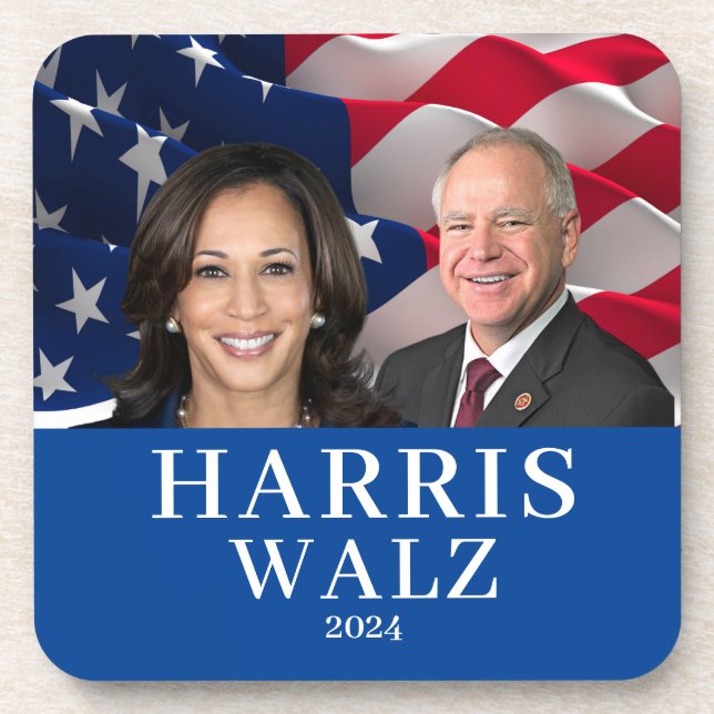 Kamala Harris And Tim Walz 2024 Coaster (Front)