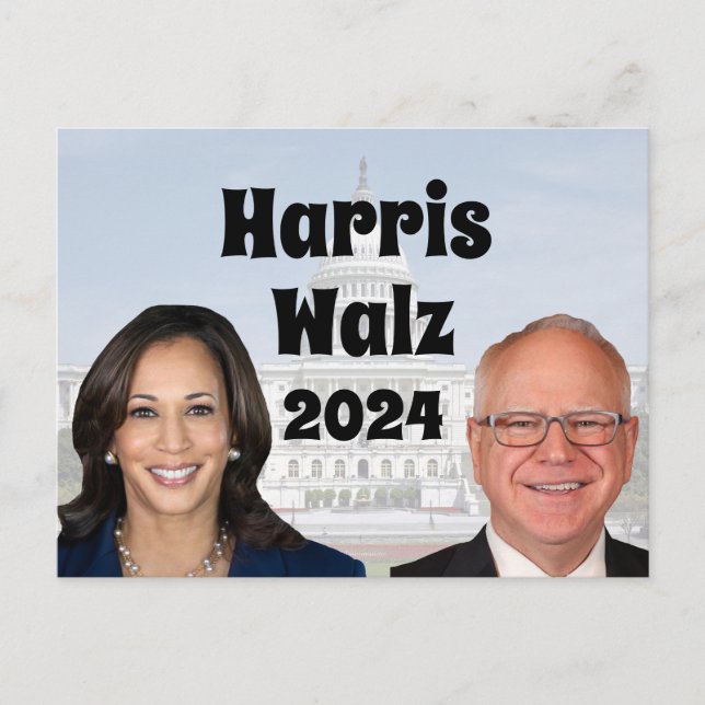 Kamala Harris and Tim Walz 2024 Postcard (Front)