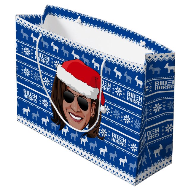 Kamala Harris Aviators Holiday Large Gift Bag (Back Angled)
