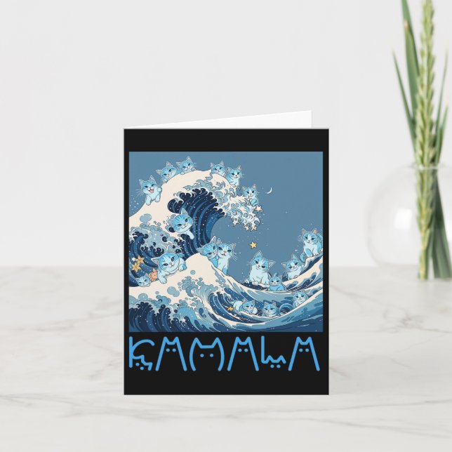 Kamala Harris Blue Cats Wave - Funny For Cat Owner Card (Front)
