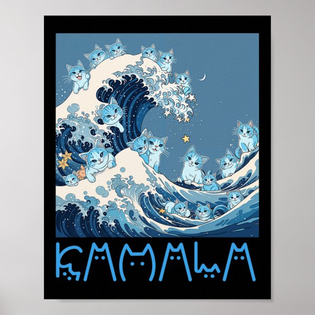 Kamala Harris Blue Cats Wave - Funny For Cat Owner Poster (Front)