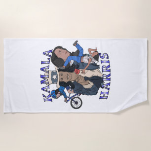 Kamala Harris Bootleg Rap Style Election Beach Towel