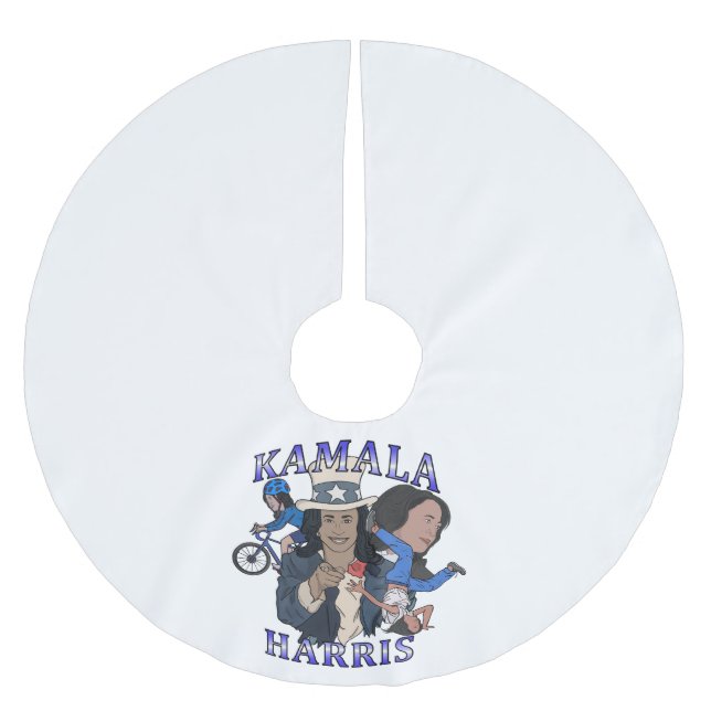 Kamala Harris Bootleg Rap Style Election Brushed Polyester Tree Skirt (Front)