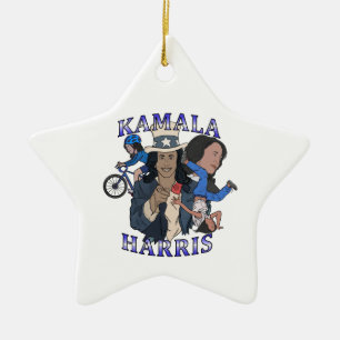 Kamala Harris Bootleg Rap Style Election Ceramic Tree Decoration