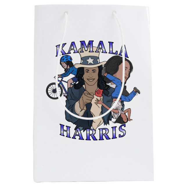 Kamala Harris Bootleg Rap Style Election Medium Gift Bag (Front)