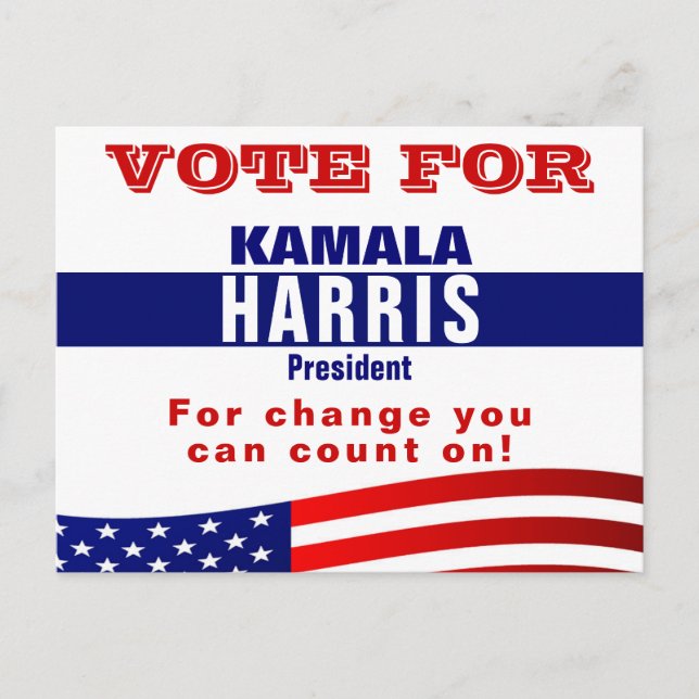 Kamala Harris  Campaign Election Template Postcard (Front)