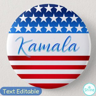 Kamala Harris Campaign SWAG US Flag Elegant Script 6 Cm Round Badge