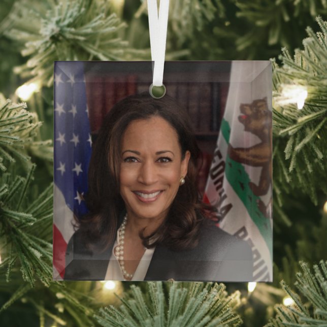 Kamala Harris Candidate for President US 2024 Glass Tree Decoration (Insitu)