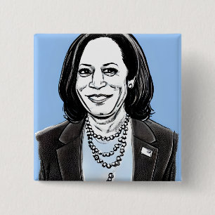 Kamala Harris Caricature Political 15 Cm Square Badge