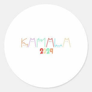 Kamala Harris Cat Lettering Funny Cat Ladies For K Classic Round Sticker