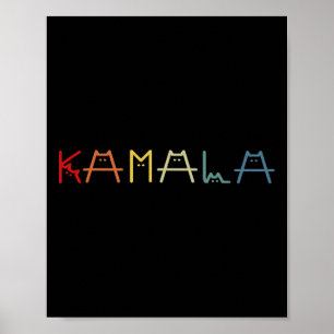 Kamala Harris Cat Vintage Lettering Positive Funny Poster
