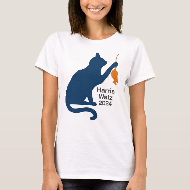Kamala Harris Cat w Orange Rat  T-Shirt (Front)