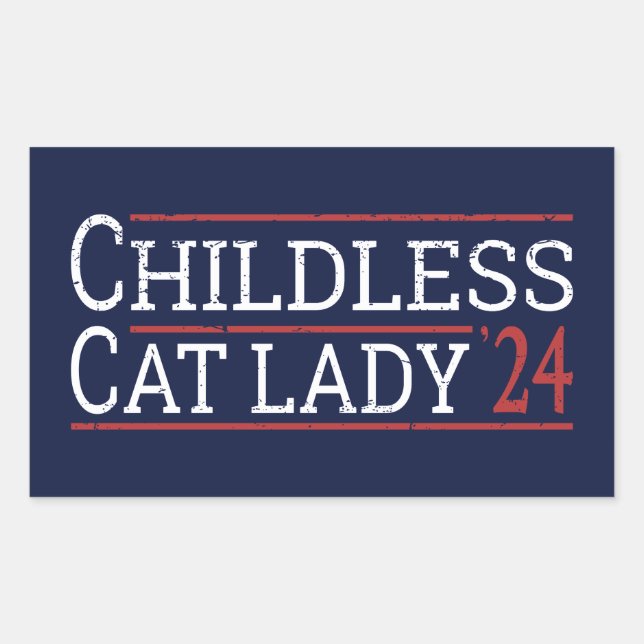 Kamala Harris - Childless Cat Lady 2024 I Rectangular Sticker (Front)