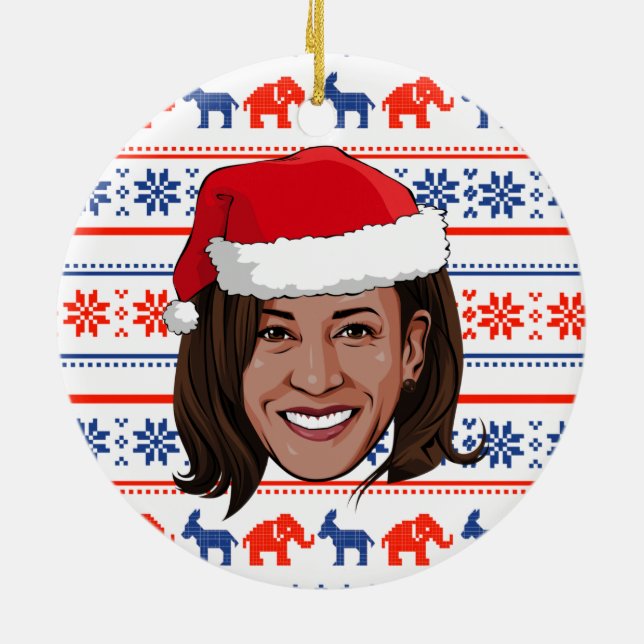 Kamala Harris Christmas Ceramic Tree Decoration (Back)