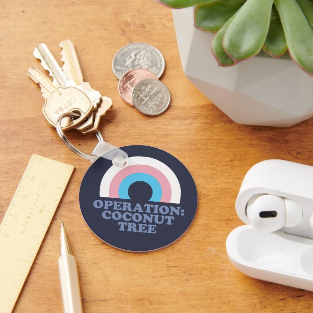 Kamala Harris Coconut Tree Trans Pride Flag Key Ring (Desk)