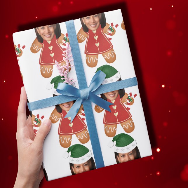 Kamala Harris Custom Face Photo Gingerbread Woman Wrapping Paper (Creator Uploaded)
