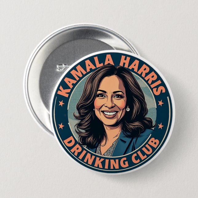 Kamala Harris Drinking Club 7.5 Cm Round Badge (Front & Back)
