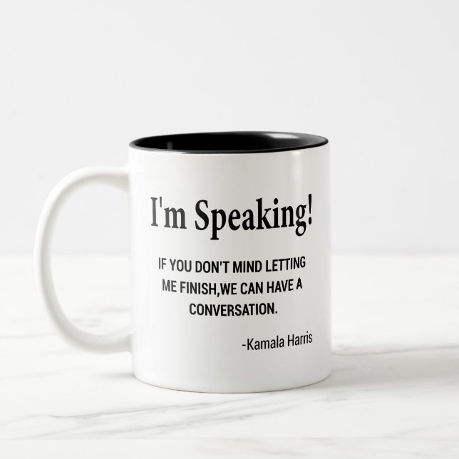 Kamala Harris - Excuse me, I'm Speaking Two-Tone Coffee Mug (Left)