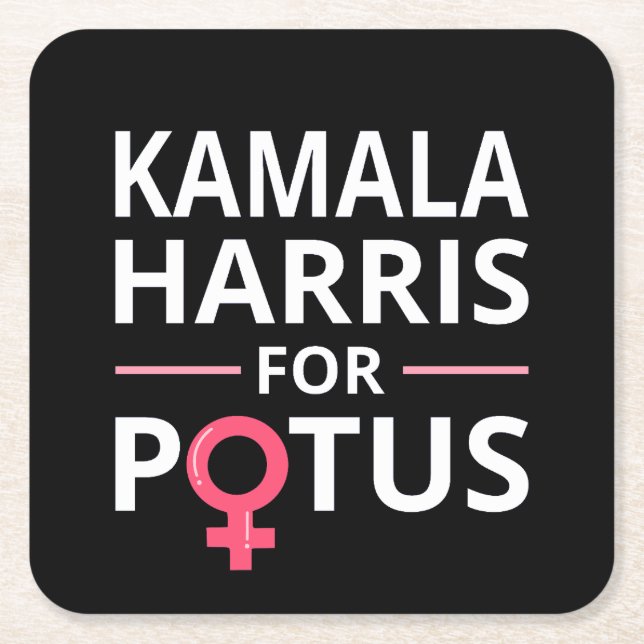 Kamala Harris For POTUS I Square Paper Coaster (Front)