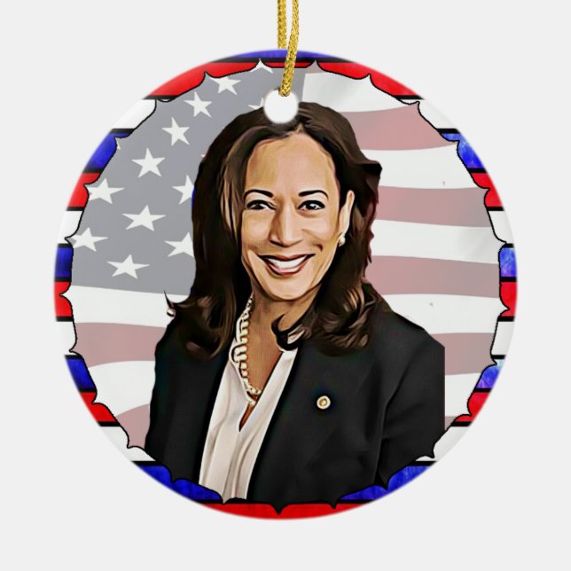 Kamala Harris for President 2020 Election Ceramic Tree Decoration (Front)