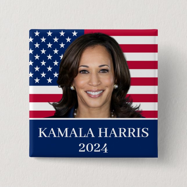 Kamala Harris For President 2024 15 Cm Square Badge (Front)