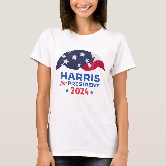 Kamala Harris For President 2024 American Flag T-Shirt (Front)