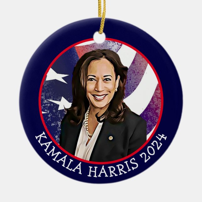 Kamala Harris for President 2024 Ceramic Tree Decoration (Front)