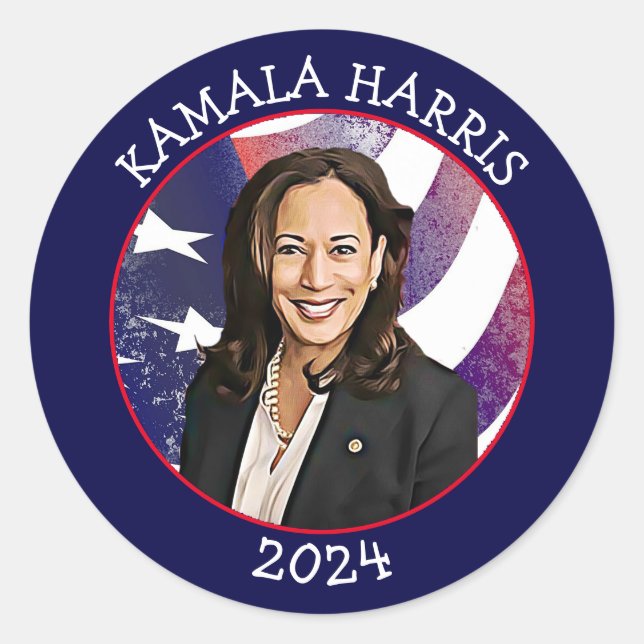 Kamala Harris for President 2024 Classic Round Sticker (Front)