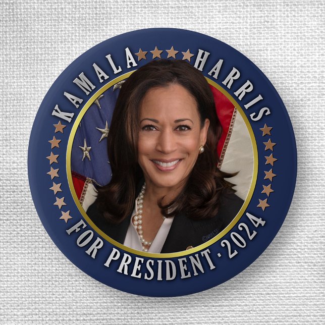 Kamala Harris for President 2024 Democrat Photo 3 Cm Round Badge (Creator Uploaded)