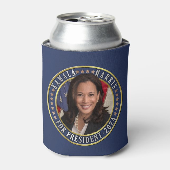 Kamala Harris for President 2024 Democrat Photo Can Cooler (Can Front)