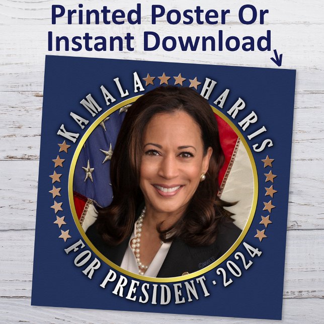 Kamala Harris for President 2024 Democrat Photo Poster (Creator Uploaded)