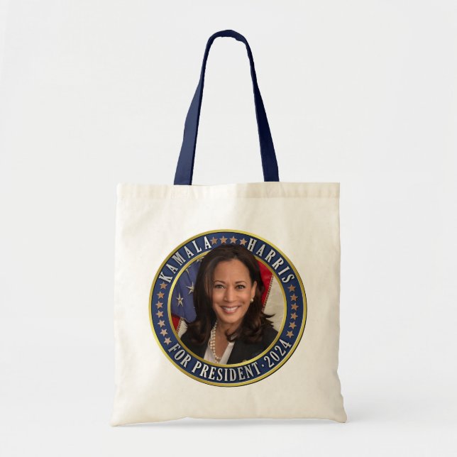 Kamala Harris for President 2024 Democrat Photo Tote Bag (Front)