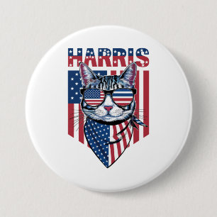 Kamala Harris for President 2024 Funny Cat  7.5 Cm Round Badge