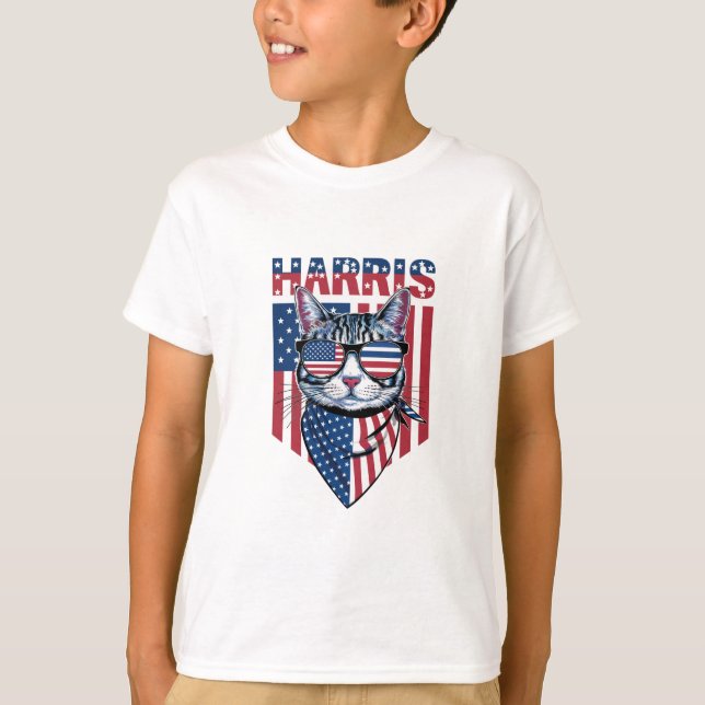 Kamala Harris for President 2024 Funny Cat  T-Shirt (Front)