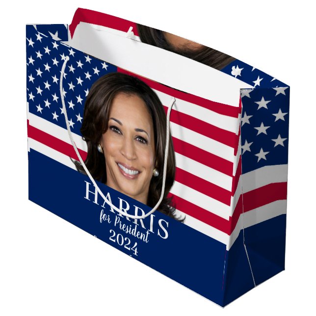 Kamala Harris For President 2024 Large Gift Bag (Back Angled)