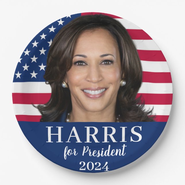 Kamala Harris For President 2024 Paper Plate (Front)