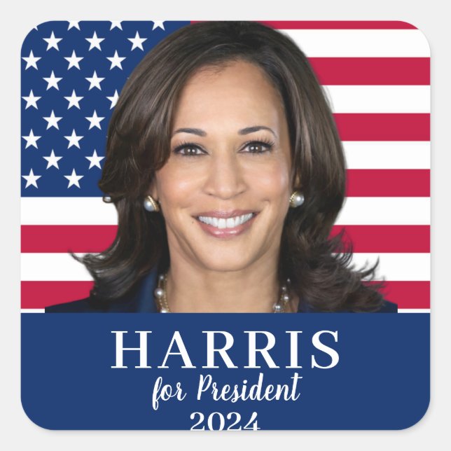 Kamala Harris For President 2024 Square Sticker (Front)