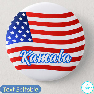 Kamala Harris for President Elegant Script US Flag 6 Cm Round Badge