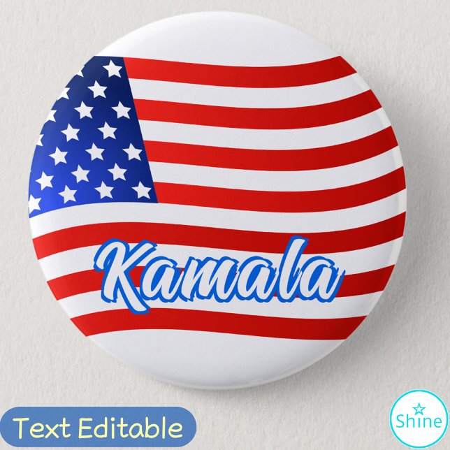 Kamala Harris for President Elegant Script US Flag 6 Cm Round Badge (Creator Uploaded)