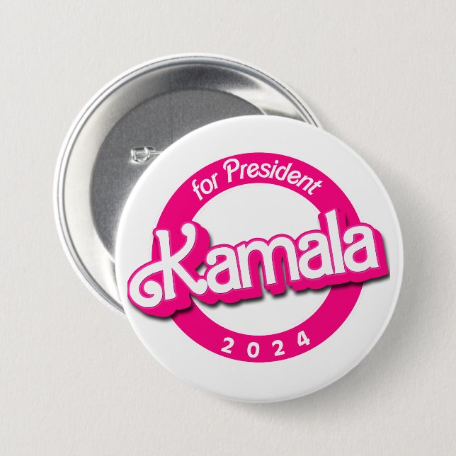 Kamala Harris for President in Pink 7.5 Cm Round Badge (Front & Back)