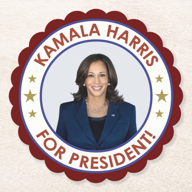 KAMALA HARRIS FOR PRESIDENT! PAPER COASTER (Front)