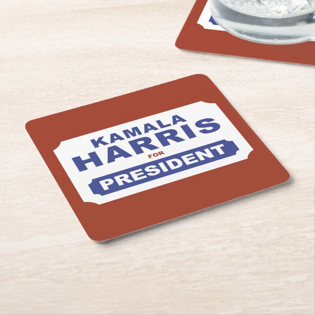 KAMALA HARRIS FOR PRESIDENT! SQUARE PAPER COASTER (Angled)