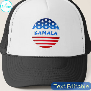 Kamala Harris for President USA Flag Custom Text Trucker Hat