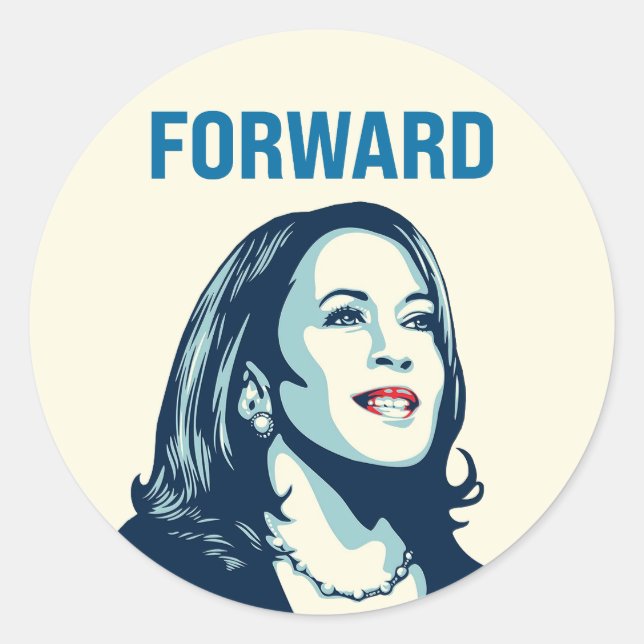 KAMALA HARRIS FORWARD CLASSIC ROUND STICKER (Front)